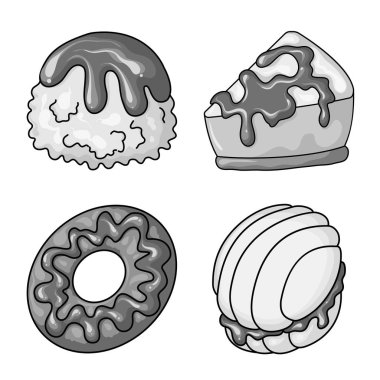 Tatlı ve karamel logo vektör tasarımı. Tatlı ve mutfak hisse senedi vektör çizim topluluğu.