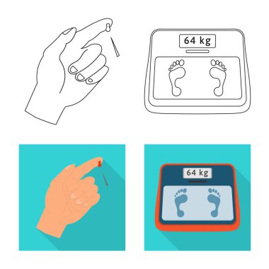 Diyet ve tedavi simge vektör tasarımı. Hisse senedi için diyet ve tıp vektör simge topluluğu.