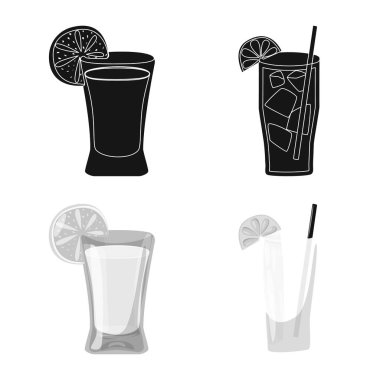 Kafe ve Latin logo yalıtılmış nesne. Kafe ve ulusal hisse senedi vektör çizim koleksiyonu.