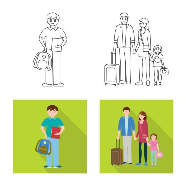 Vektör Illustration karakter ve avatar sembolü. Web için karakter ve portre hisse senedi simgesi kümesi.