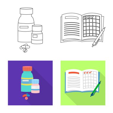 Diyet ve tedavi logo vektör tasarımı. Diyet ve ilaç hisse senedi simgesi için web topluluğu.