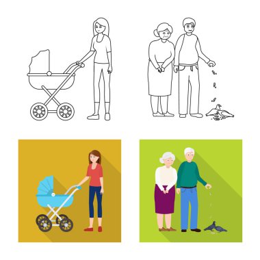Karakter ve avatar simge vektör tasarımı. Hisse senedi için karakter ve portre vektör simge kümesi.