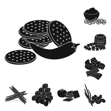 Madde ve organik sembol izole nesne. Malzeme ve ürün stok vektör illüstrasyonunun toplanması.