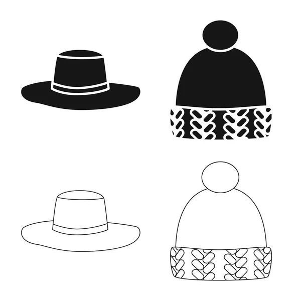 Vektorillustration von Kleidung und Mützensymbol. Sammlung von Kleidung und Baskenmütze Aktiensymbol für das Web. — Stockvektor
