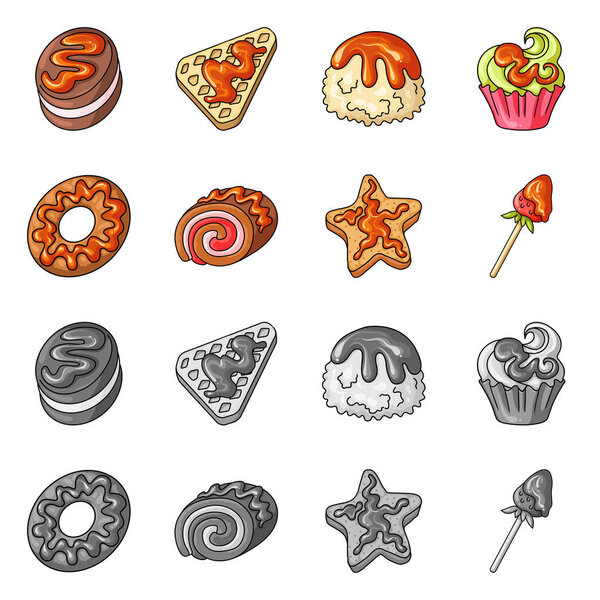 Isolated object of confectionery and culinary symbol. Collection of confectionery and product stock symbol for web.