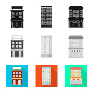 Belediye yalıtılmış nesne ve merkezi oturum açın. Belediye topluluğu ve hisse senedi için emlak vektör simgesi.