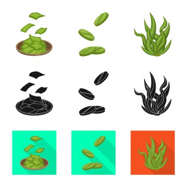 Protein ve deniz simge vektör tasarımı. Protein ve hisse senedi için doğal vektör ikon koleksiyonu.