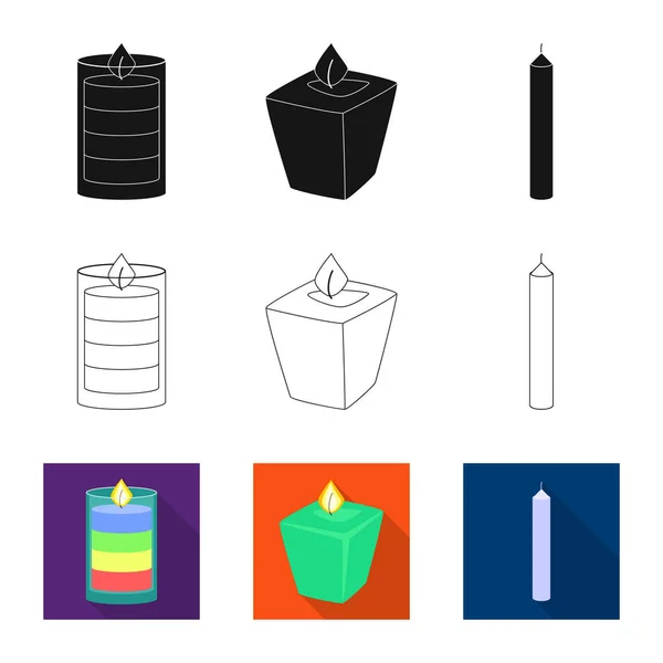 Ilustración vectorial del icono de la relajación y la llama. Colección de relajación y cera símbolo de stock para la web . — Vector de stock