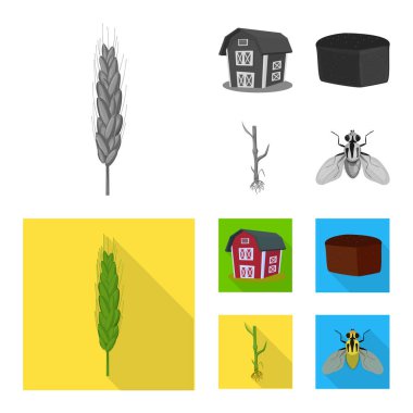 Tarım ve işareti tarım vektör Illustration. Web için Tarım ve bitki hisse senedi simgesi kümesi.