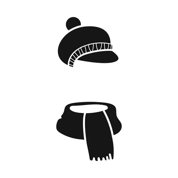 Ізольований об'єкт з логотипом капелюха та шарфа. Набір капелюхів і зелений запас Векторні ілюстрації . — стоковий вектор