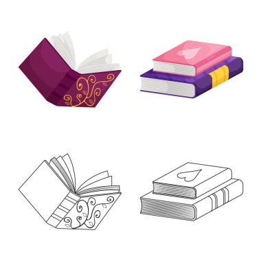 Eğitim ve kapak logo vektör tasarımı. Eğitim ve hisse senedi için kitapçı vektör simge kümesi.