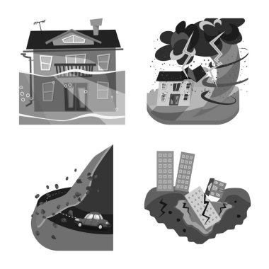 Doğanın izole nesnesi ve kıyamet sembolü. Web için doğa ve çevre stok sembolü koleksiyonu.