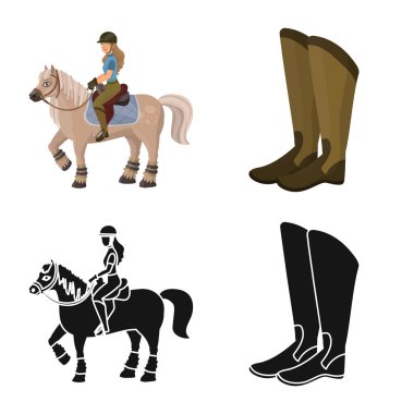 Ekipman ve binicilik simge vektör Illustration. Web için ekipman ve rekabet hisse senedi simgesi kümesi.