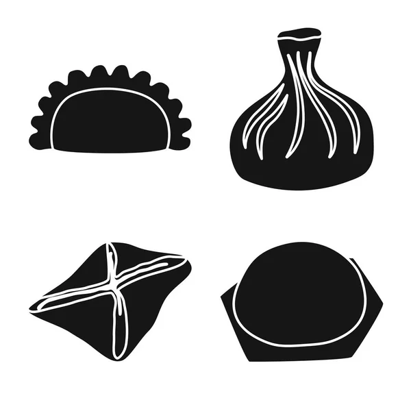 Ilustração vetorial de cozinha e símbolo de aperitivo. Coleção de cozinha e ilustração vetor de estoque de alimentos . —  Vetores de Stock