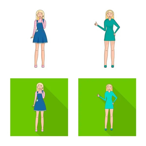 Vector design of posture and mood sign. Set of posture and female vector icon for stock. — Stock Vector