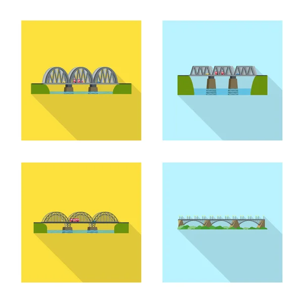 Vektor illustration av broverk och bro symbol. Samling av brokonstruktioner och Landmark Vector ikon för lager. — Stock vektor