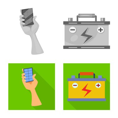 Yenilik ve teknoloji işareti izole nesne. Yenilik ve doğa hisse senedi vektör çizim koleksiyonu.