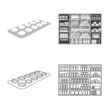 Perakende ve sağlık simge vektör tasarımı. Web için perakende ve sağlık hisse senedi simgesi kümesi.
