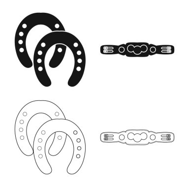 Ekipman ve Binicilik simgesi yalıtılmış nesne. Hisse senedi için ekipman ve rekabet vektör simge topluluğu.