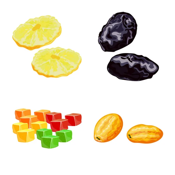 Objeto isolado de frutas e logotipo seco. Conjunto de símbolo de estoque de frutas e alimentos para web . — Vetor de Stock