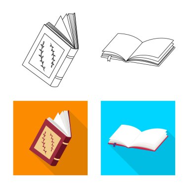 Eğitim ve kapak logo vektör tasarımı. Eğitim ve hisse senedi için kitapçı vektör simge koleksiyonu.