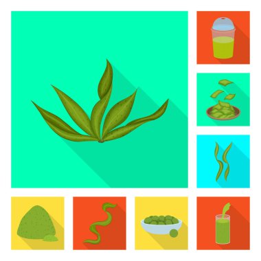 Protein ve deniz simge vektör Illustration. Protein ve web için doğal hisse senedi simgesi toplama.