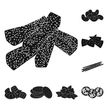 Parti ve pişirme simgesinin vektör illüstrasyonu. Hisse senedi için parti ve gevrek vektör simgesi kümesi.