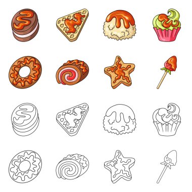 Şekerleme ve mutfak simge vektör Illustration. Şekerlemeler ve ürün stok vektör çizim koleksiyonu.