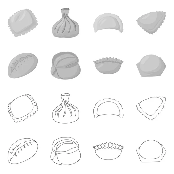 Objet isolé de produits et logo de cuisson. Ensemble de produits et illustration vectorielle de stock d'amuse-gueule . — Image vectorielle