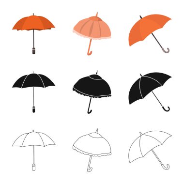 Koruma ve kapalı işareti vektör tasarımı. Koruma ve web için yağmurlu hisse senedi simgesi.