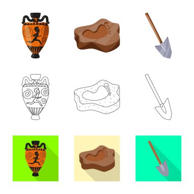 Hikaye ve öğeler logo vektör tasarımı. Hikaye ve öznitelikleri koleksiyonu stok web simgesi.