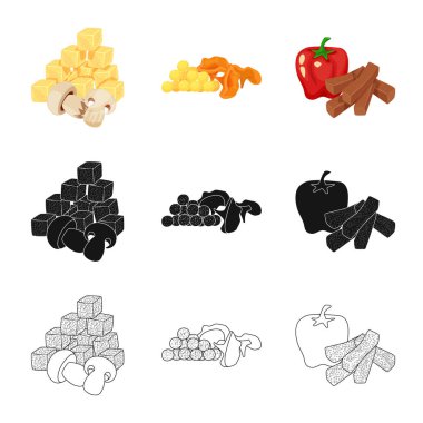 Tat ve daiç simge vektör tasarımı. Tat ve hisse senedi için organik vektör simge kümesi.