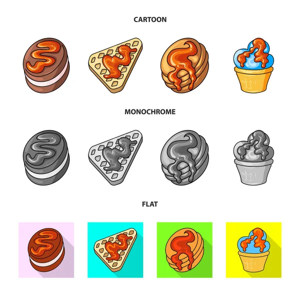 Vektor-Design von Süßwaren und kulinarischen Symbolen. Sets von Süßwaren und Produktvektorsymbolen für Aktien. — Stockvektor