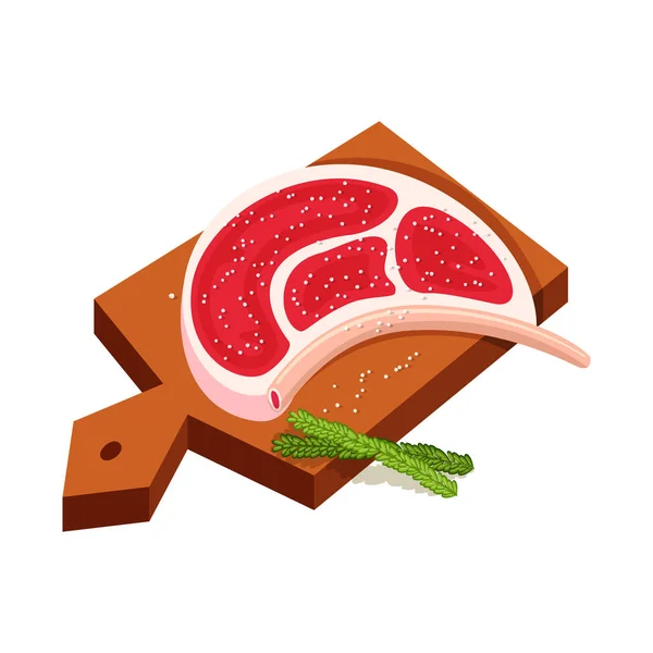 Isoliertes Objekt aus Fleisch und Brettsymbol. Sammlung von Fleisch- und Restaurantbeständen für das Web. — Stockvektor