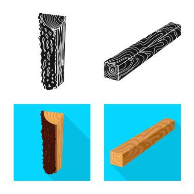 Yalıtılmış nesne ağacı ve ham işaret. Ağaç ve inşaat hisse senedi vektör çizim seti.