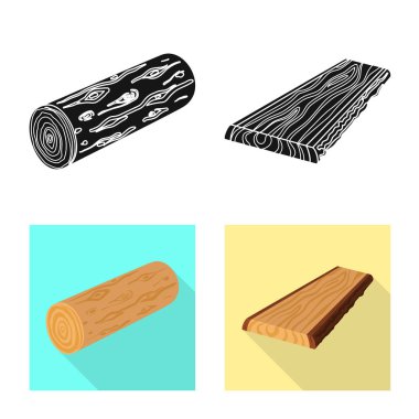 Ağaç ve ham logo vektör çizimi. Ağaç ve inşaat hisse senedi simgesi için web topluluğu.