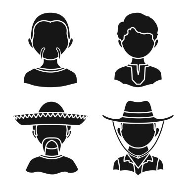 Kişi ve kültür işareti izole nesne. Kişi ve ırk stok vektör illüstrasyon koleksiyonu.