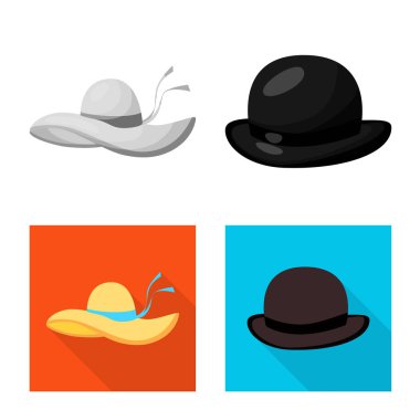 Giyim ve kap simgesi yalıtılmış nesne. Giyim ve hisse senedi için bere vektör simge koleksiyonu.