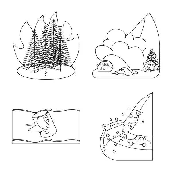 Illustration vectorielle du cataclysme et icône du désastre. Collection d'icône vectorielle cataclysme et apocalypse pour stock . — Image vectorielle