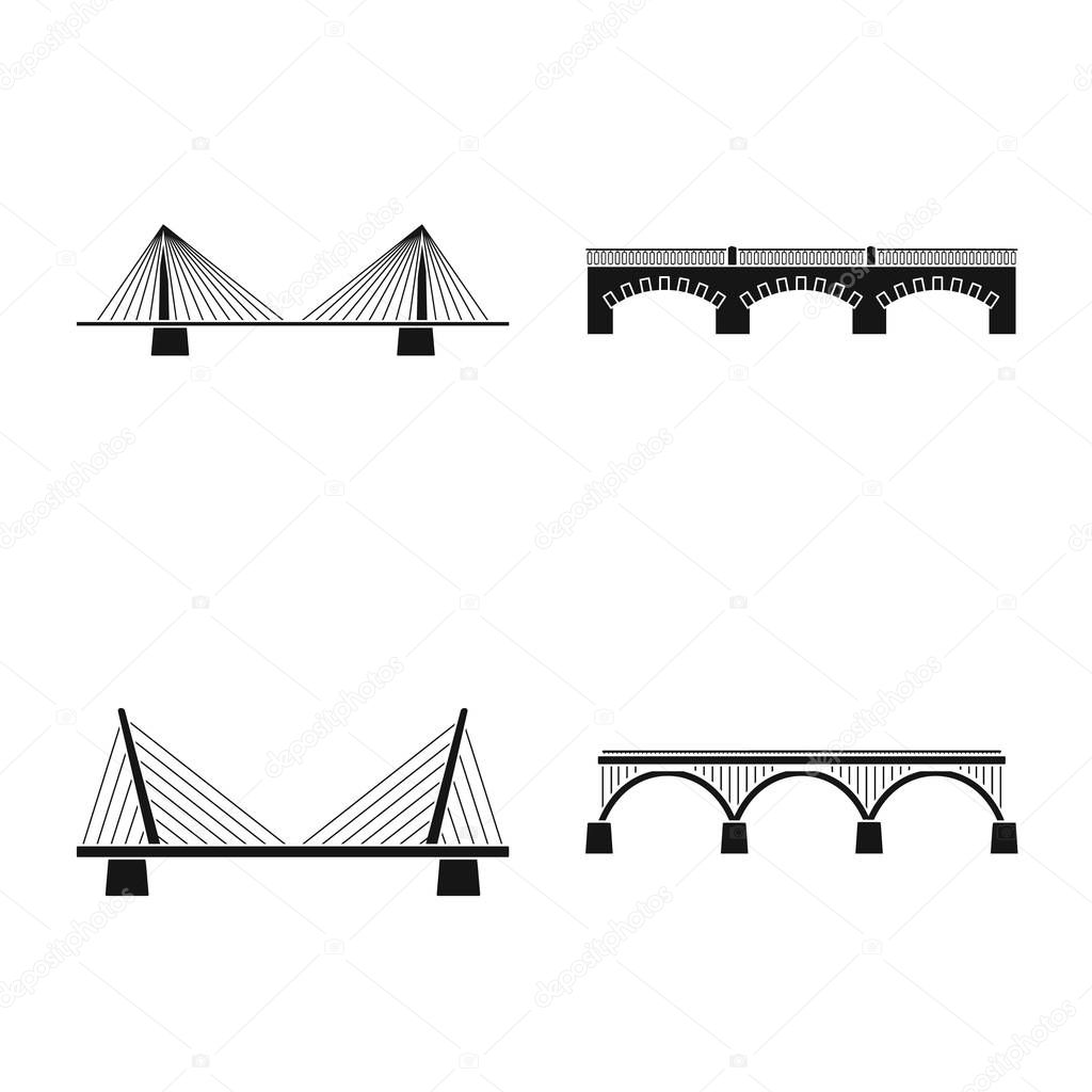 Vector design of construct and side symbol. Set of construct and bridge stock vector illustration.