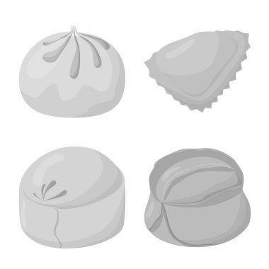 Köfte ve doldurulmuş logo izole nesne. Web için köfte ve çanak stok sembolü seti.