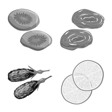 Vitamin ve doğa logosu izole nesne. Web için vitamin ve kurutulmuş stok sembolü toplama.