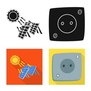 Yenilik ve teknoloji işareti illüstrasyon vektör. Yenilik ve hisse senedi için doğa vektör simge kümesi.