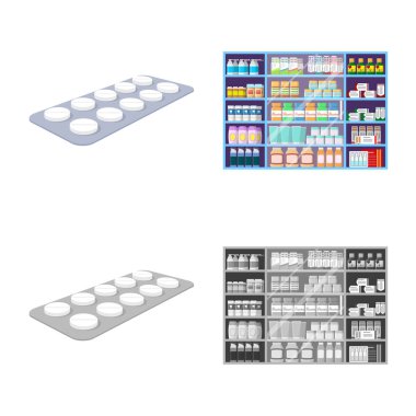 Perakende ve sağlık işareti vektör tasarımı. Hisse senedi için perakende ve sağlık vektör simge topluluğu.