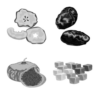 Vitamin ve doğa simge vektör Illustration. Vitamin ve web için kurutulmuş hisse senedi simgesi toplama.