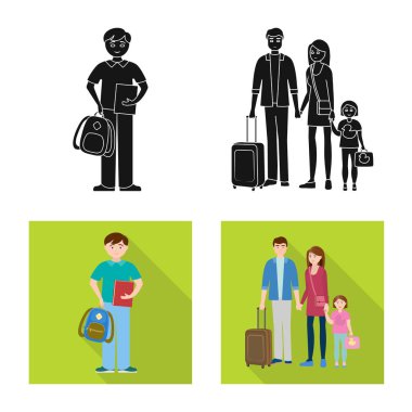 Karakter ve avatar simge vektör tasarımı. Karakter ve portre hisse senedi vektör çizim seti.