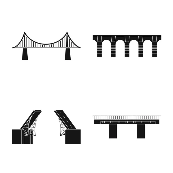 Oggetto isolato di costruzione e icona laterale. Raccolta di illustrazione vettoriale di costruzione e ponte . — Vettoriale Stock