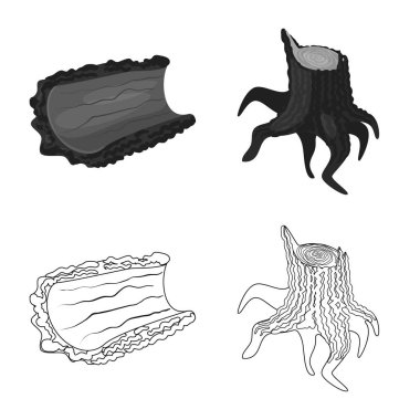 Ağaç ve ham işareti vektör tasarımı. Ağaç ve inşaat hisse senedi simgesi için web topluluğu.