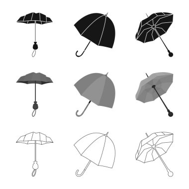 Koruma ve kapalı işareti yalıtılmış nesne. Koruma ve hisse senedi için yağmurlu vektör ikon koleksiyonu.