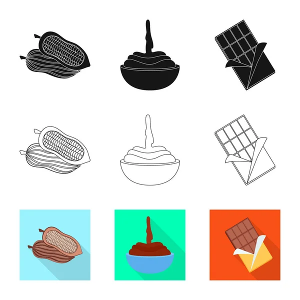 Objeto isolado de comida e ícone gostoso. Coleta de comida e símbolo de estoque marrom de web . — Vetor de Stock